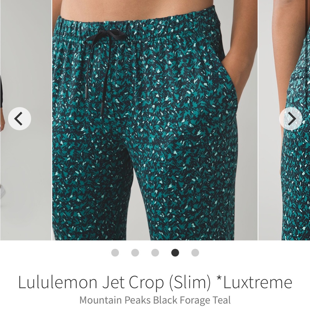 Lululemon Jet Crop (Slim) *Luxtreme Mountain Peaks Black Forage Teal - Picture 3 of 14